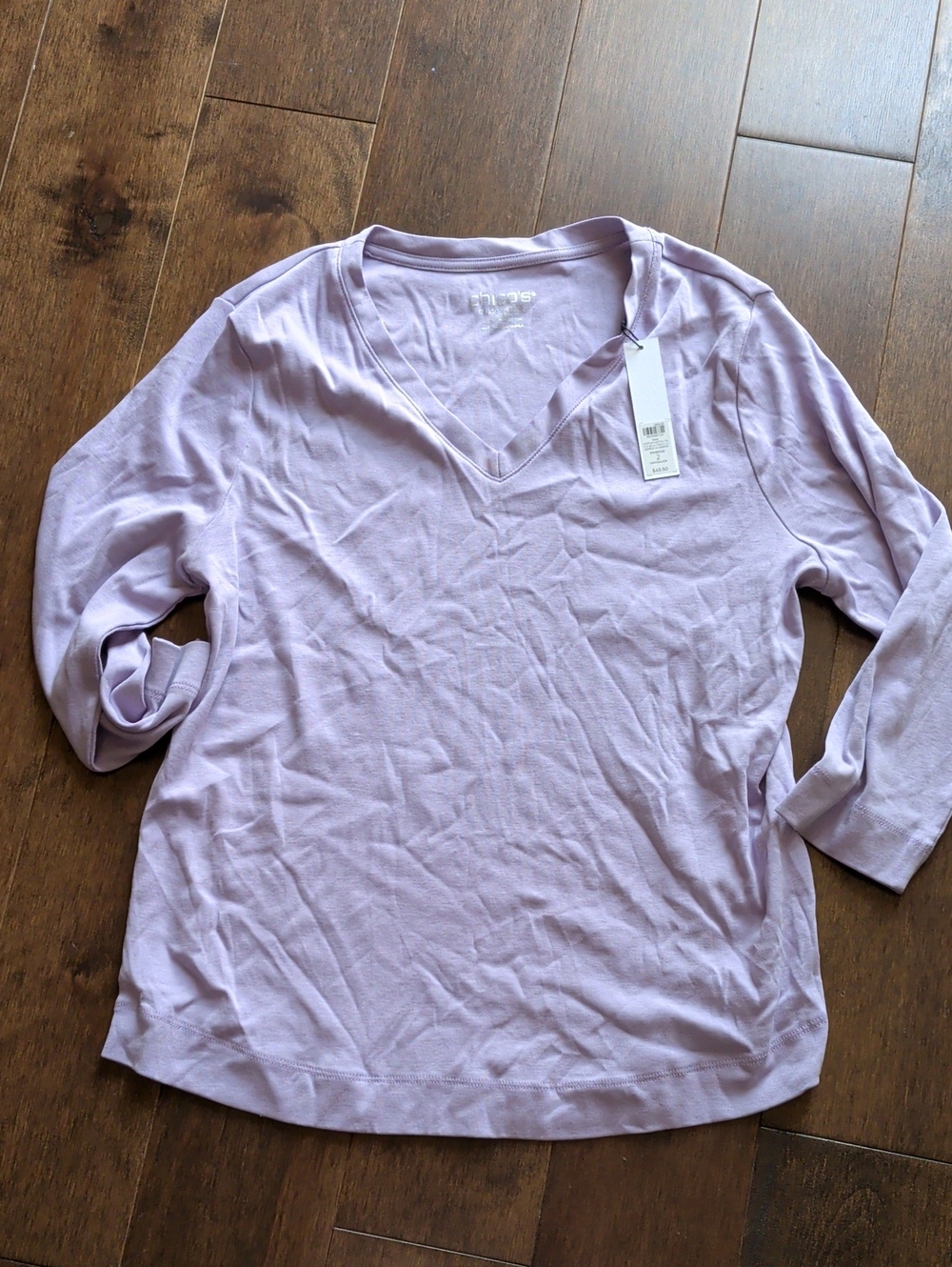 Light‎ Lavender V-Neck Long Sleeve Top